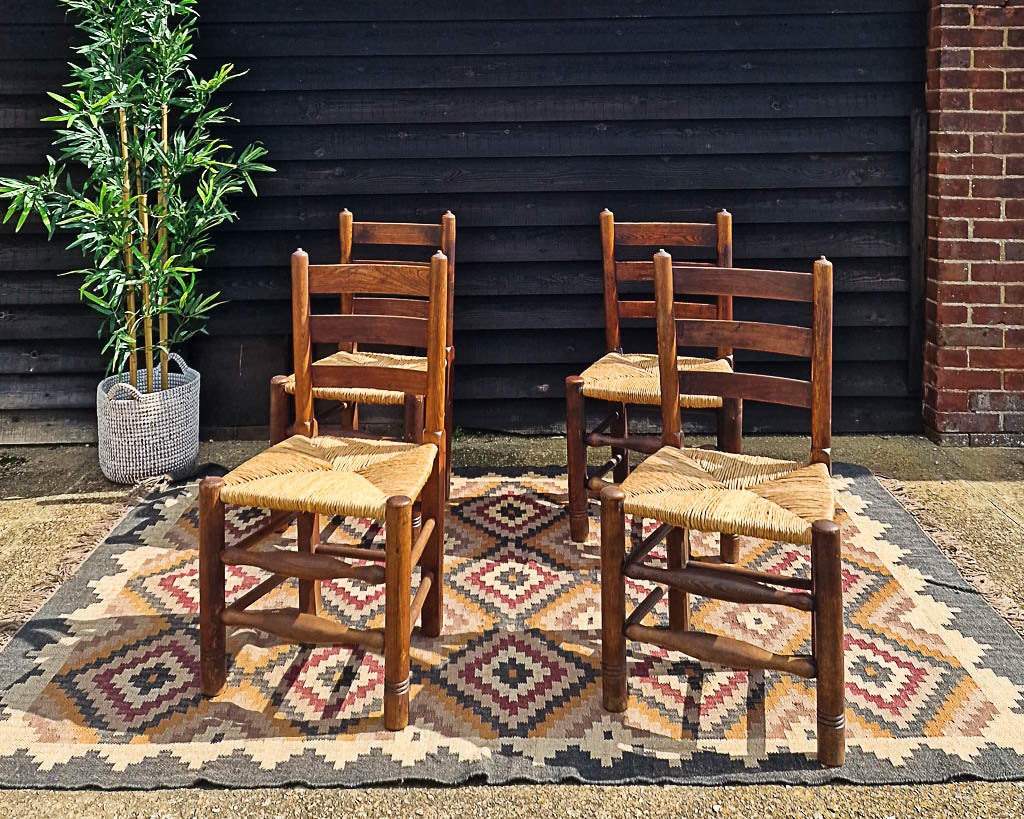 Vintage Country Elm Chairs (Set of Four)