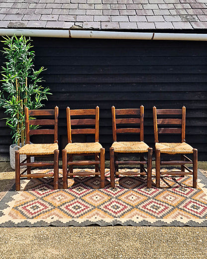 Vintage Country Elm Chairs (Set of Four)