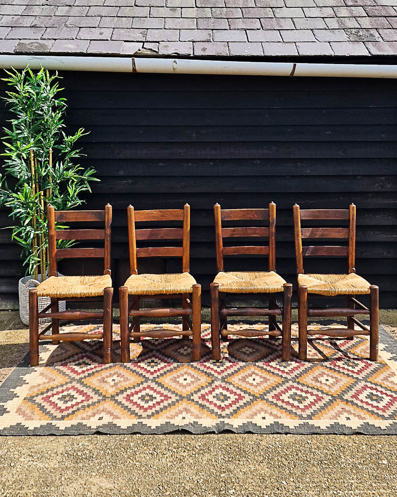 Vintage Country Elm Chairs (Set of Four)