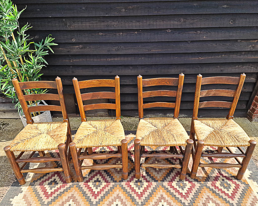 Vintage Country Elm Chairs (Set of Four)