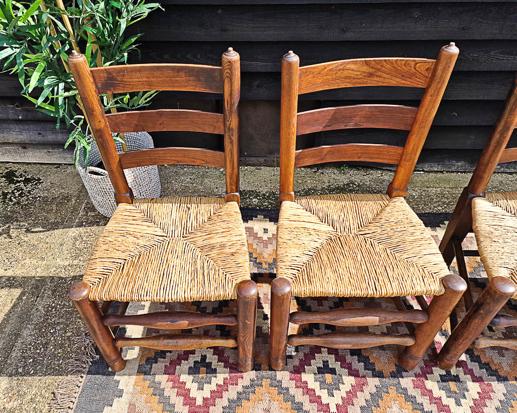 Vintage Country Elm Chairs (Set of Four)