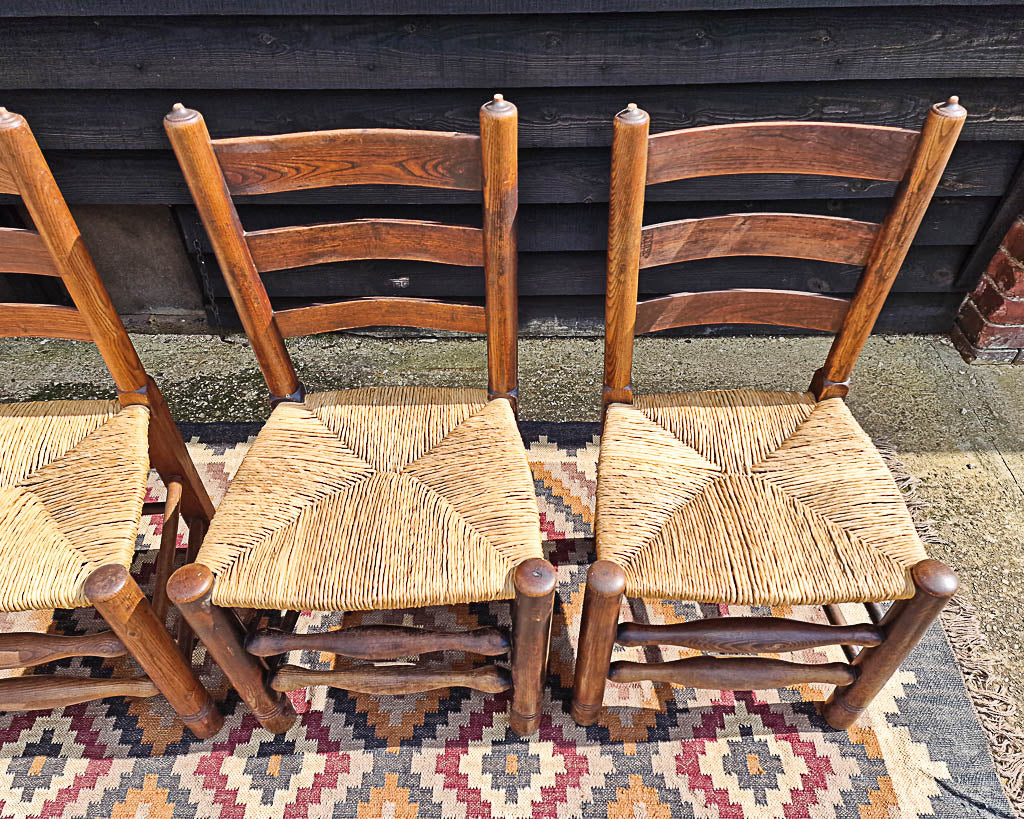 Vintage Country Elm Chairs (Set of Four)
