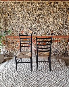 Mid Century Ebonised Dining Chairs (Pair)