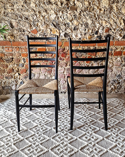 Mid Century Ebonised Dining Chairs (Pair)
