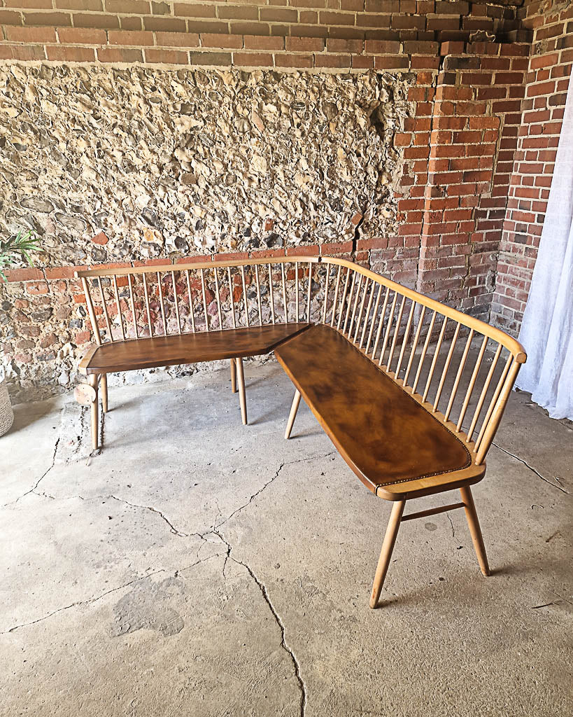 Mid Century Beech Corner Bench