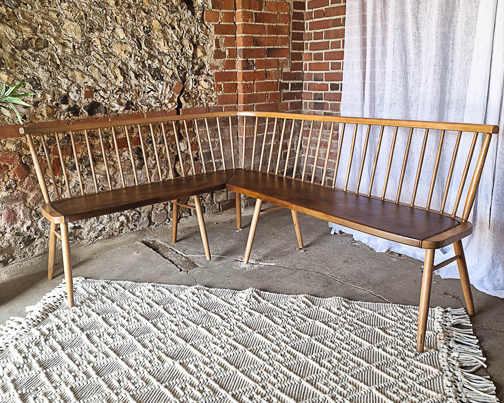 Mid Century Beech Corner Bench