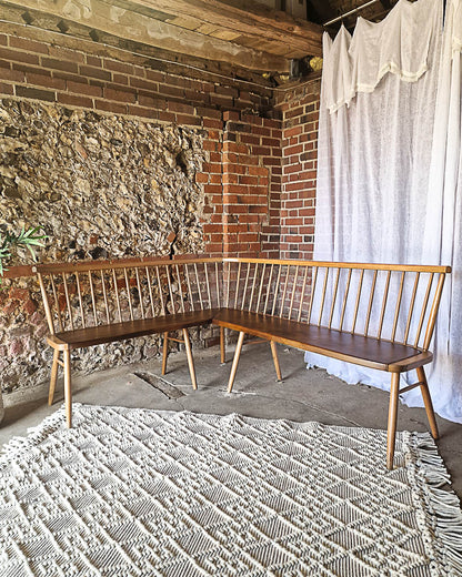 Mid Century Beech Corner Bench