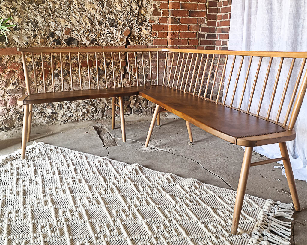 Mid Century Beech Corner Bench