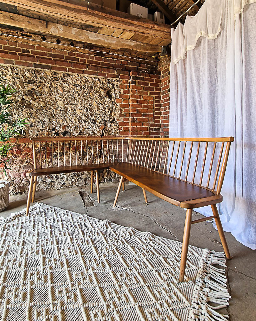 Mid Century Beech Corner Bench