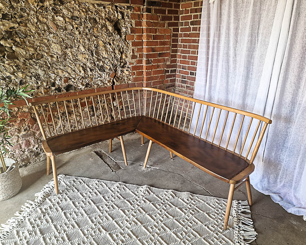 Mid Century Beech Corner Bench