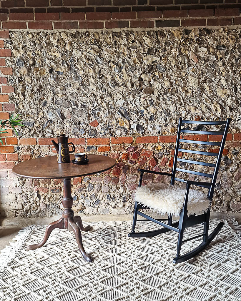 Mid Century Italian Ebonised Rocking Chair (Upholstered)