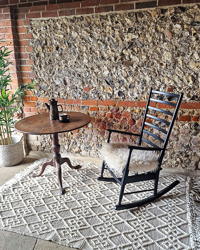 Mid Century Italian Ebonised Rocking Chair (Upholstered)