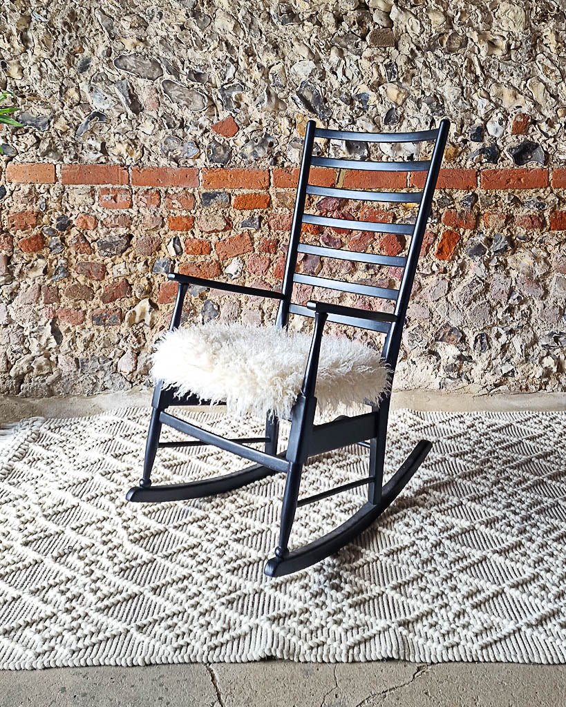 Mid Century Ebonised Rocking Chair