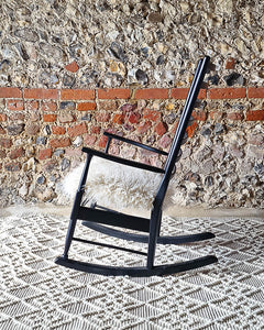 Mid Century Italian Ebonised Rocking Chair (Upholstered)