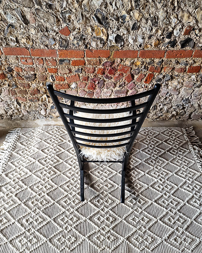 Mid Century Italian Ebonised Rocking Chair (Upholstered)