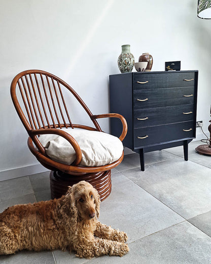 Vintage Bamboo Swivel Chair (inc. Cushion)