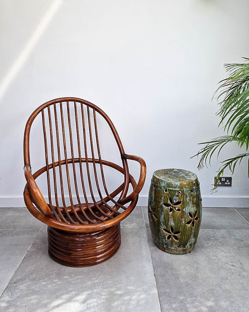 Vintage Bamboo Swivel Chair (inc. Cushion)