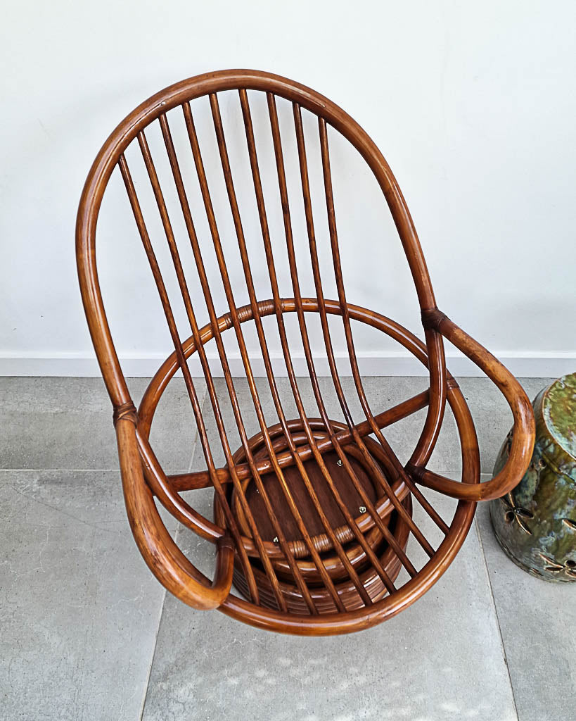 Vintage Bamboo Swivel Chair (inc. Cushion)