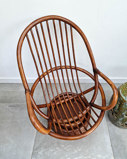 Vintage Bamboo Swivel Chair (inc. Cushion)