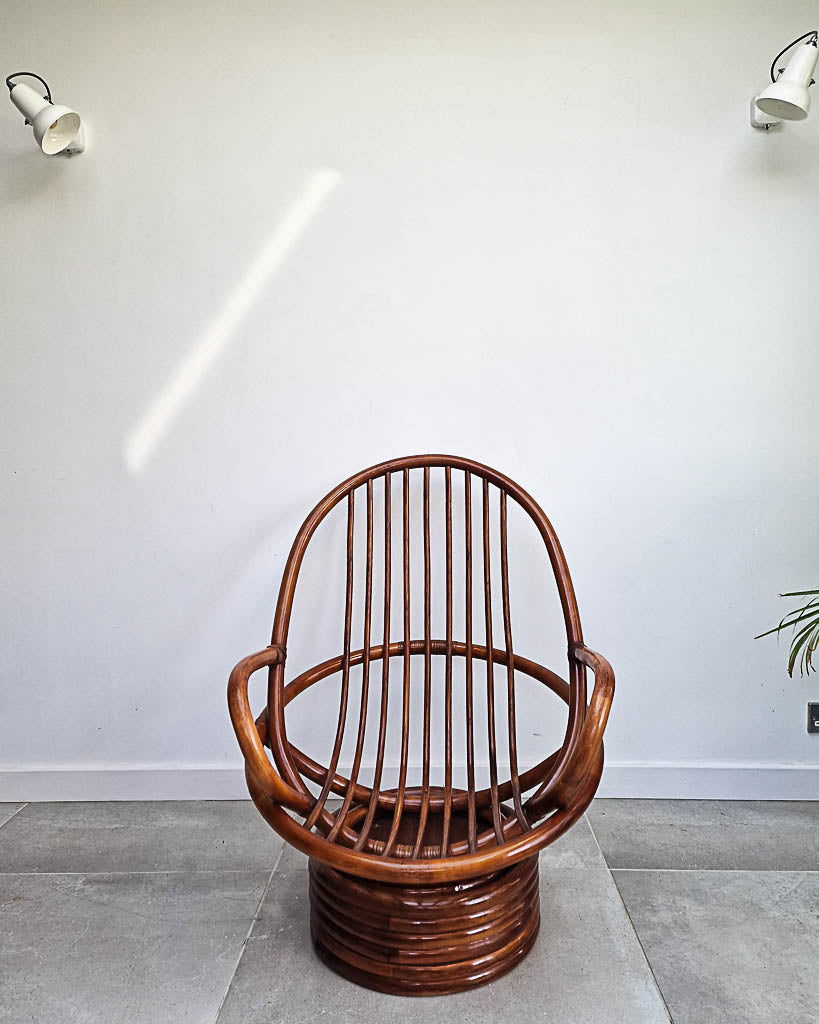 Vintage Bamboo Swivel Chair (inc. Cushion)
