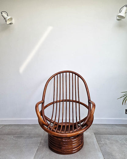 Vintage Bamboo Swivel Chair (inc. Cushion)