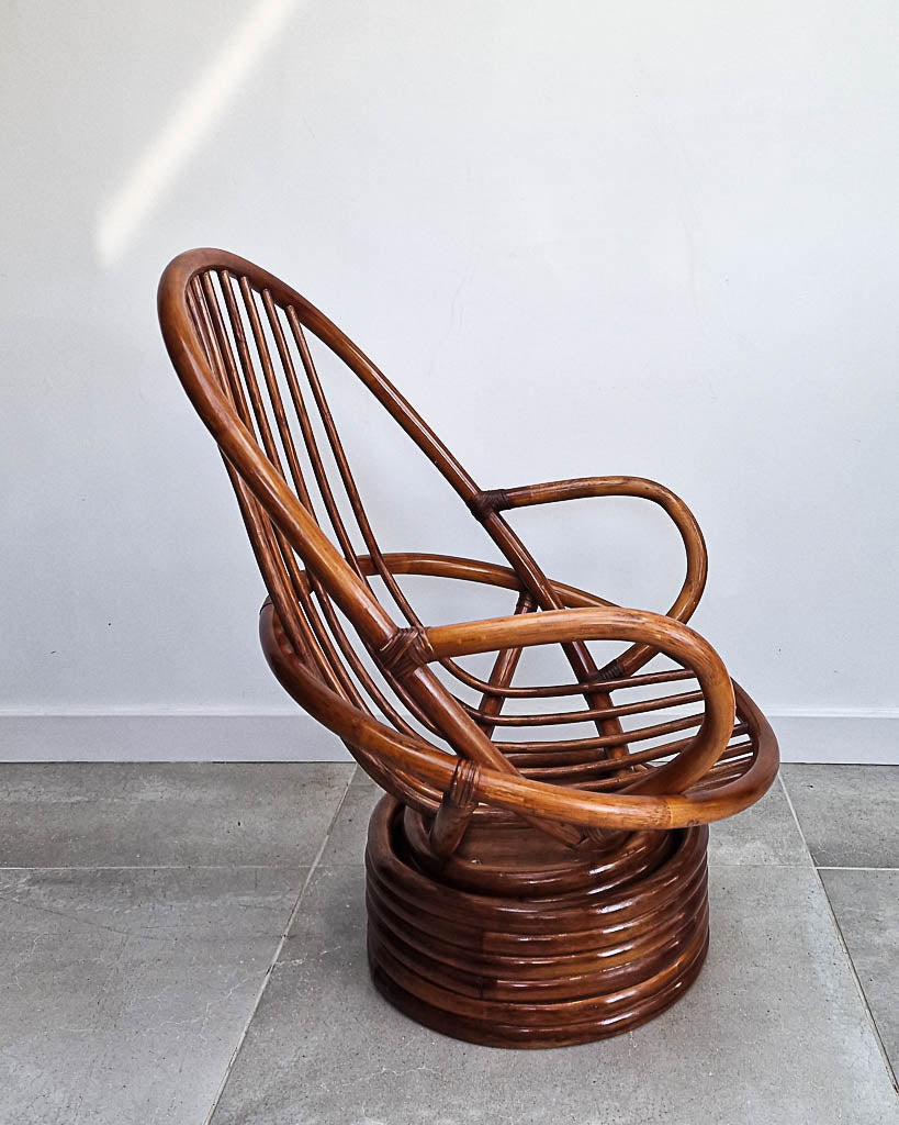 Vintage Bamboo Swivel Chair (inc. Cushion)