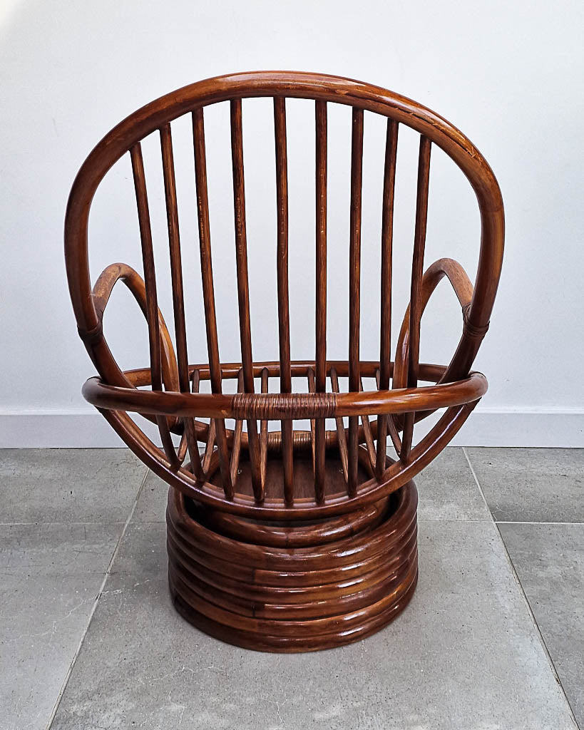 Vintage Bamboo Swivel Chair (inc. Cushion)