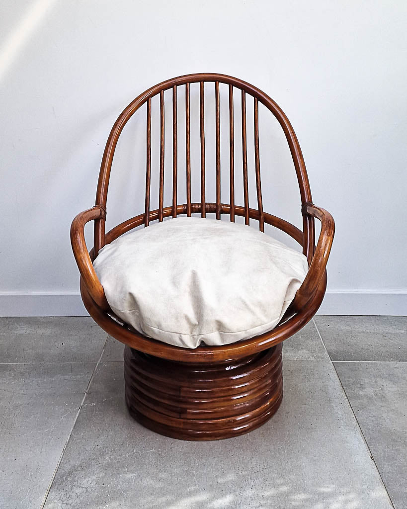 Vintage Bamboo Swivel Chair (inc. Cushion)