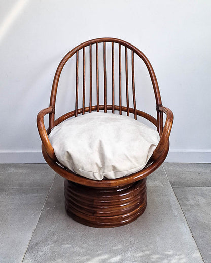 Vintage Bamboo Swivel Chair (inc. Cushion)