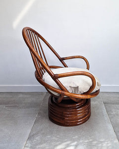 Vintage Bamboo Swivel Chair (inc. Cushion)
