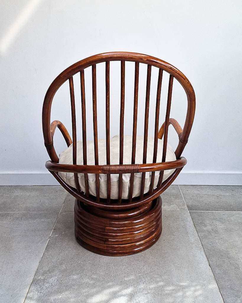 Vintage Bamboo Swivel Chair (inc. Cushion)