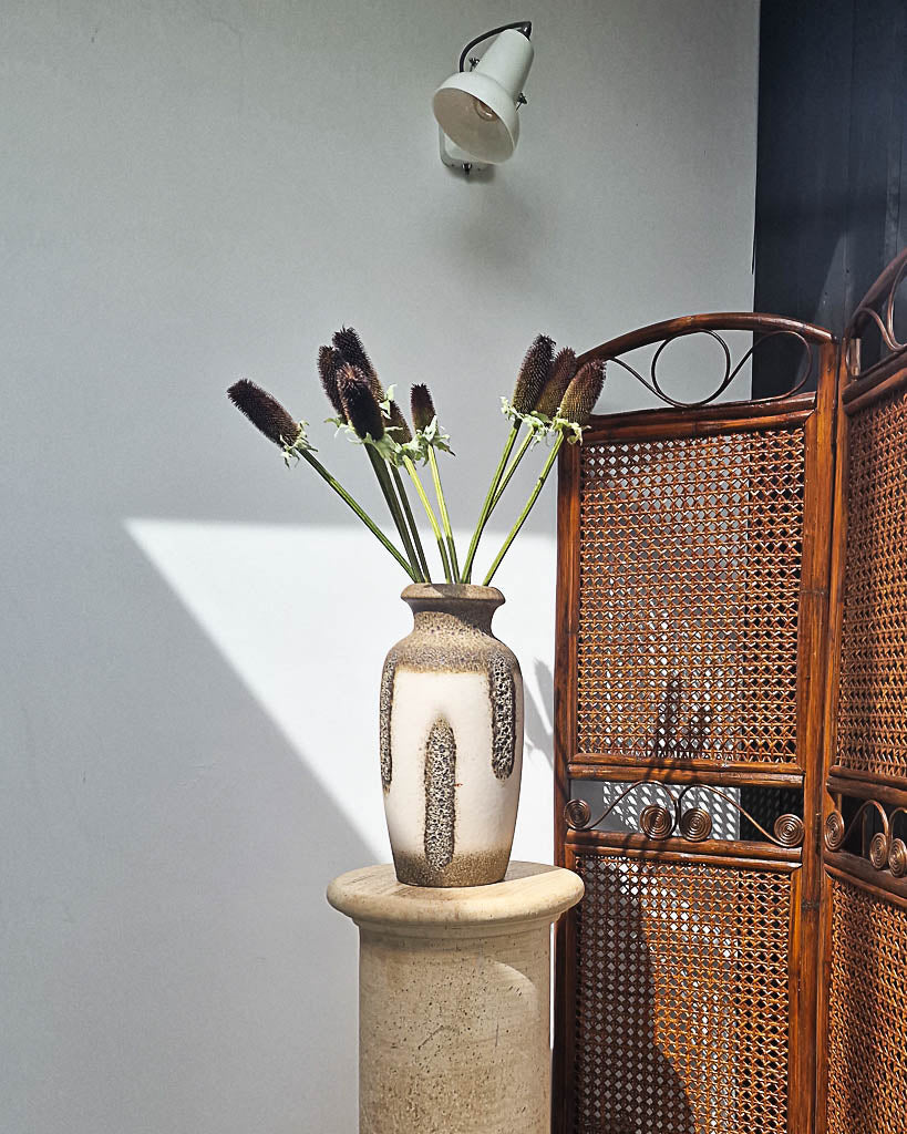 Mid Century Large German Studio Pottery Fat Lava Vase