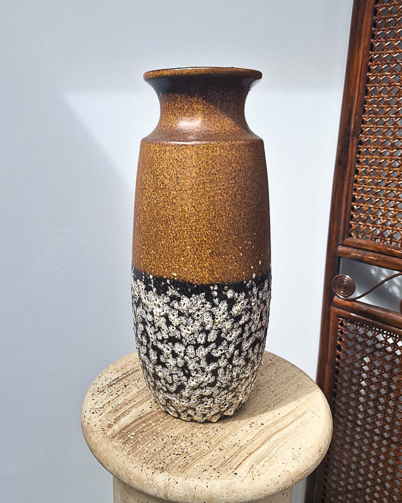 Mid Century Large German Studio Pottery Fat Lava Vase