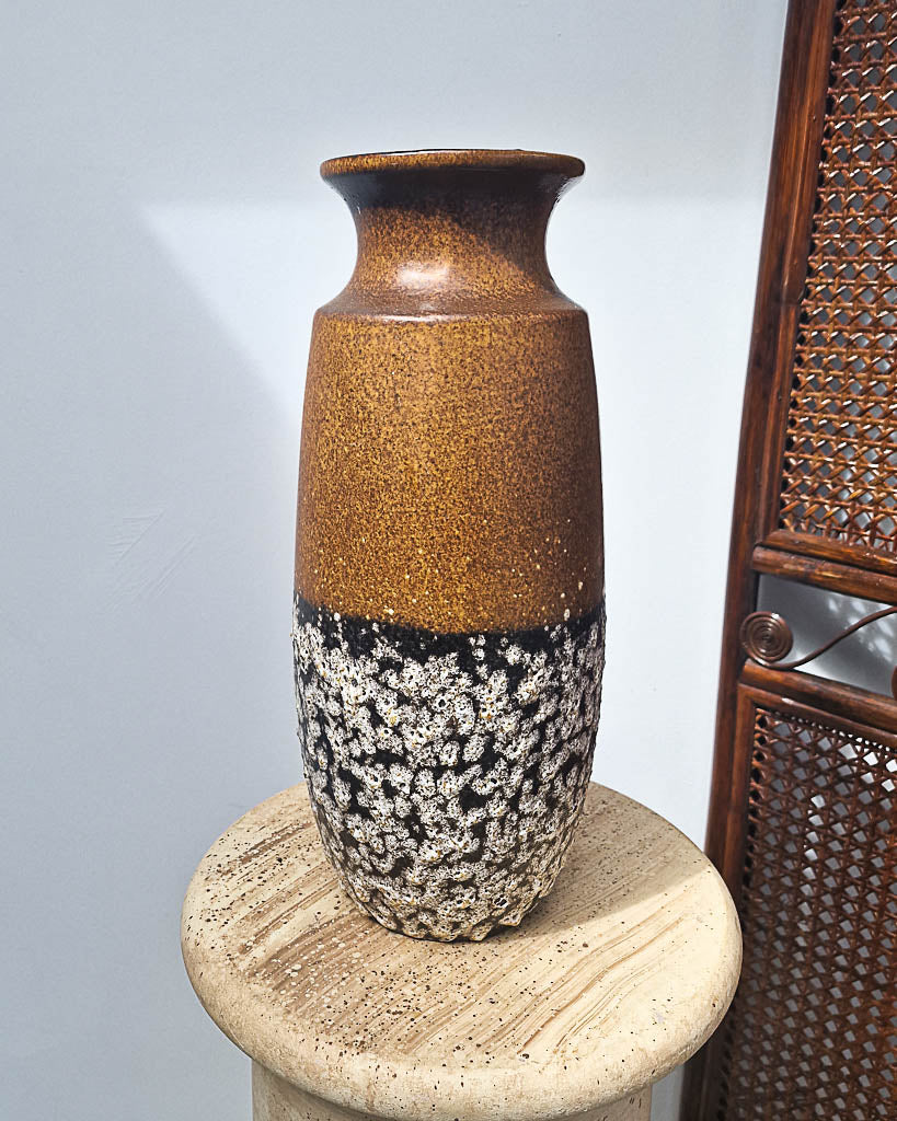 Mid Century Large Studio Pottery Fat Lava Vase