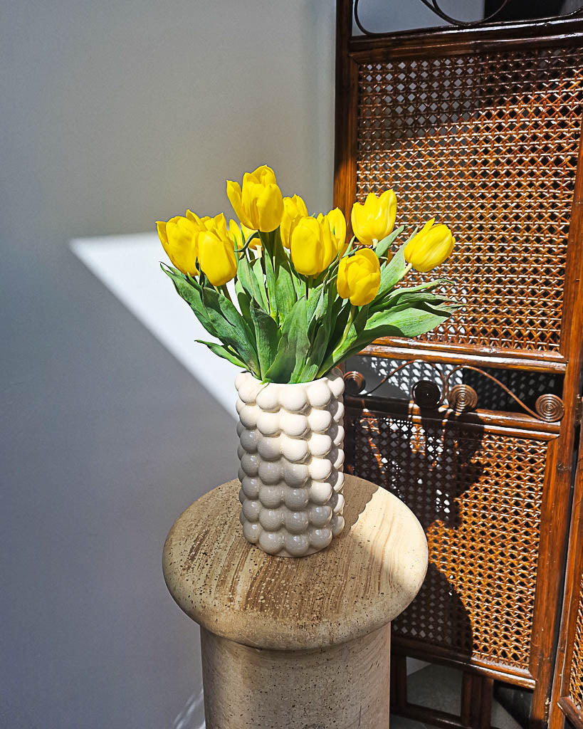 Vintage Medium Cream Ceramic Bubble Vase