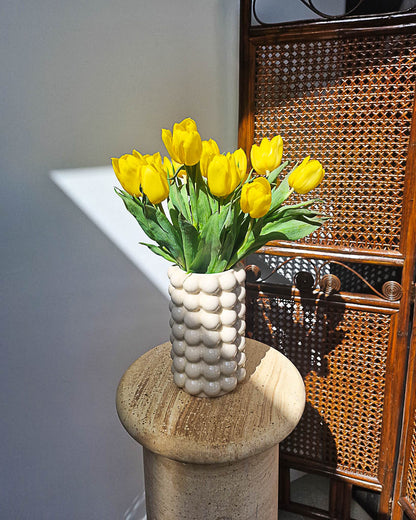 Vintage Medium Cream Ceramic Bubble Vase