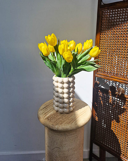 Vintage Medium Cream Ceramic Bubble Vase