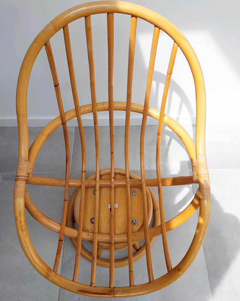 Vintage Bamboo Swivel Chair