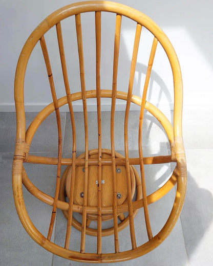 Vintage Bamboo Swivel Chair