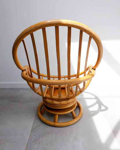 Vintage Bamboo Swivel Chair