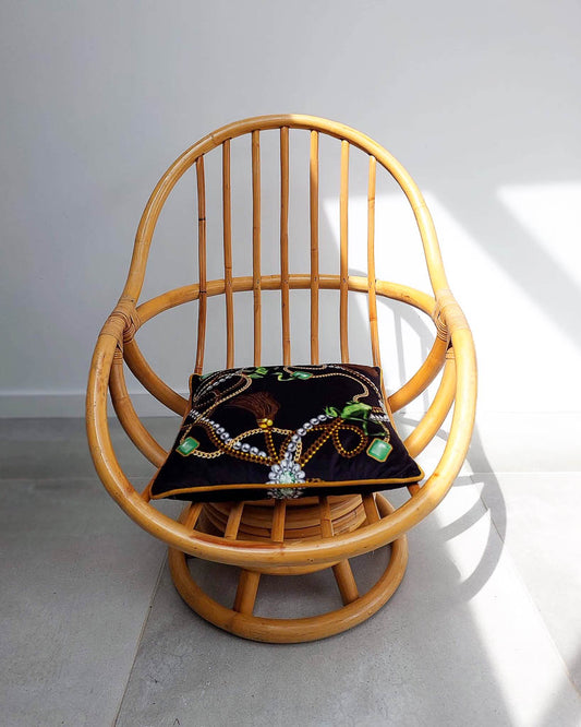 Vintage Bamboo Swivel Chair