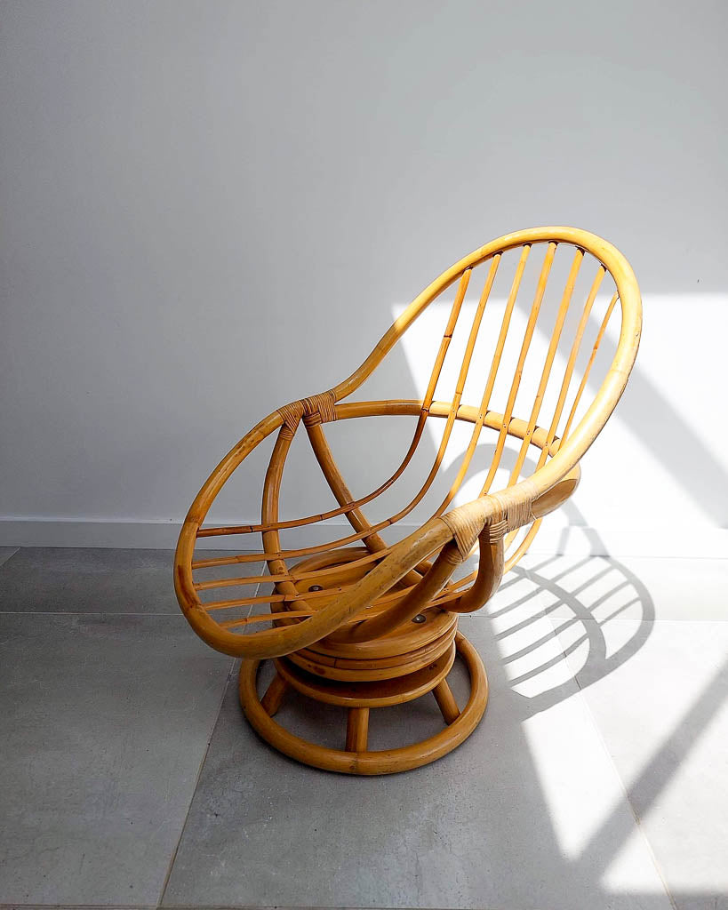 Vintage Bamboo Swivel Chair