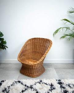Mid Century Habitat Wicker Barrel Armchairs (Pair)