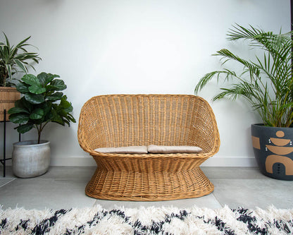 Mid Century Habitat Wicker Barrel Sofa