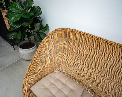 Mid Century Habitat Wicker Barrel Sofa