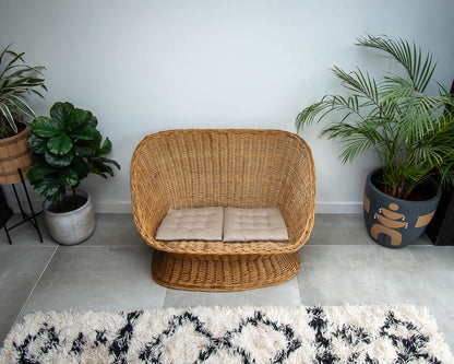 Mid Century Habitat Wicker Barrel Sofa