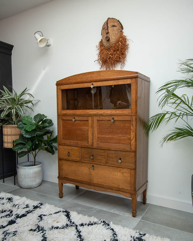 Vintage Art Deco Style Oak Cabinet