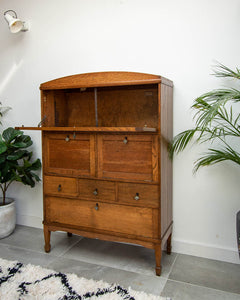 Vintage Art Deco Style Oak Cabinet