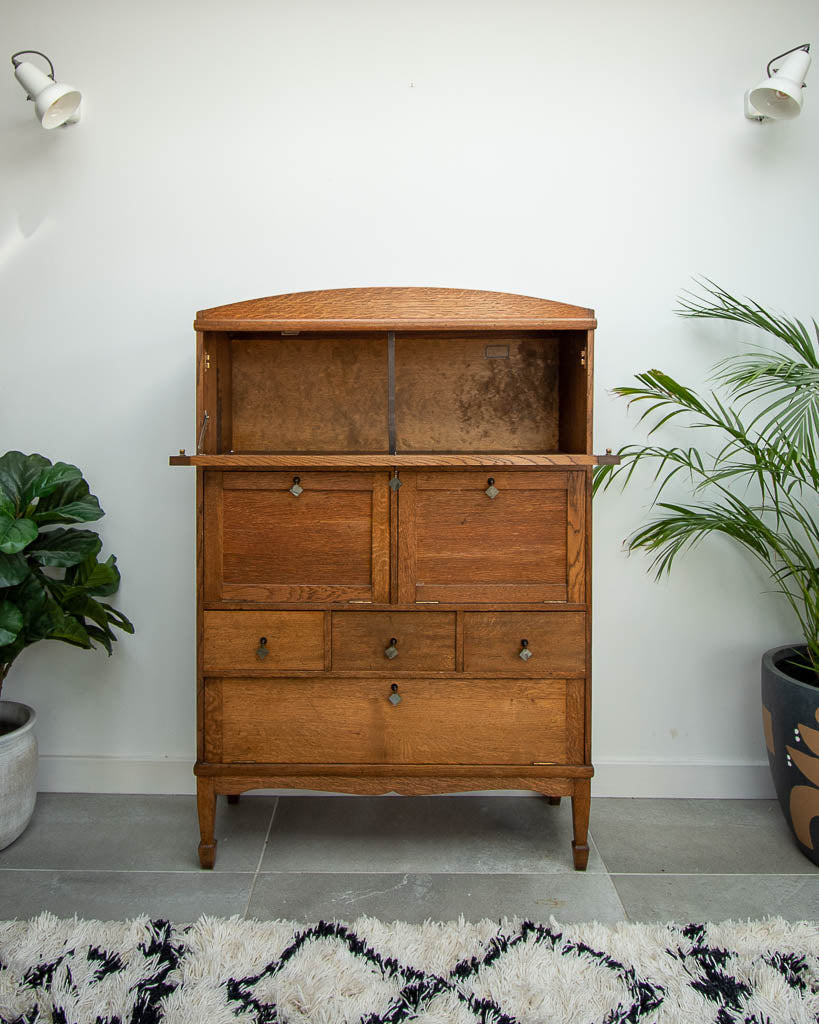 Vintage Art Deco Style Oak Cabinet