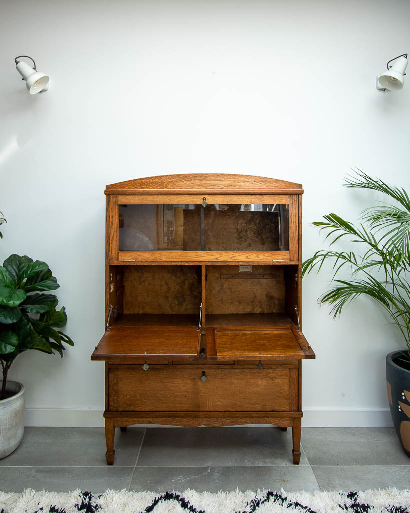 Vintage Art Deco Style Oak Cabinet